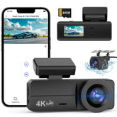 4K+1080P Front & Rear Dash Cam with WiFi and 64GB Card